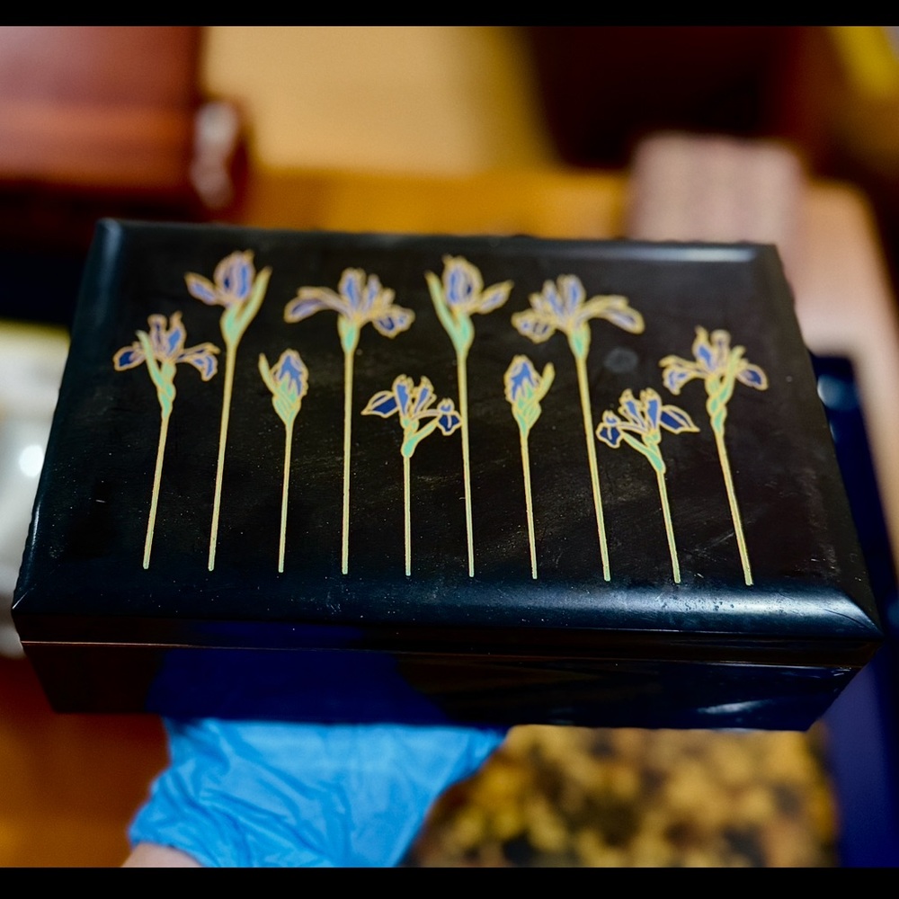 Vintage Otagiri Japan Jewelry Music Box “Blue Iris”